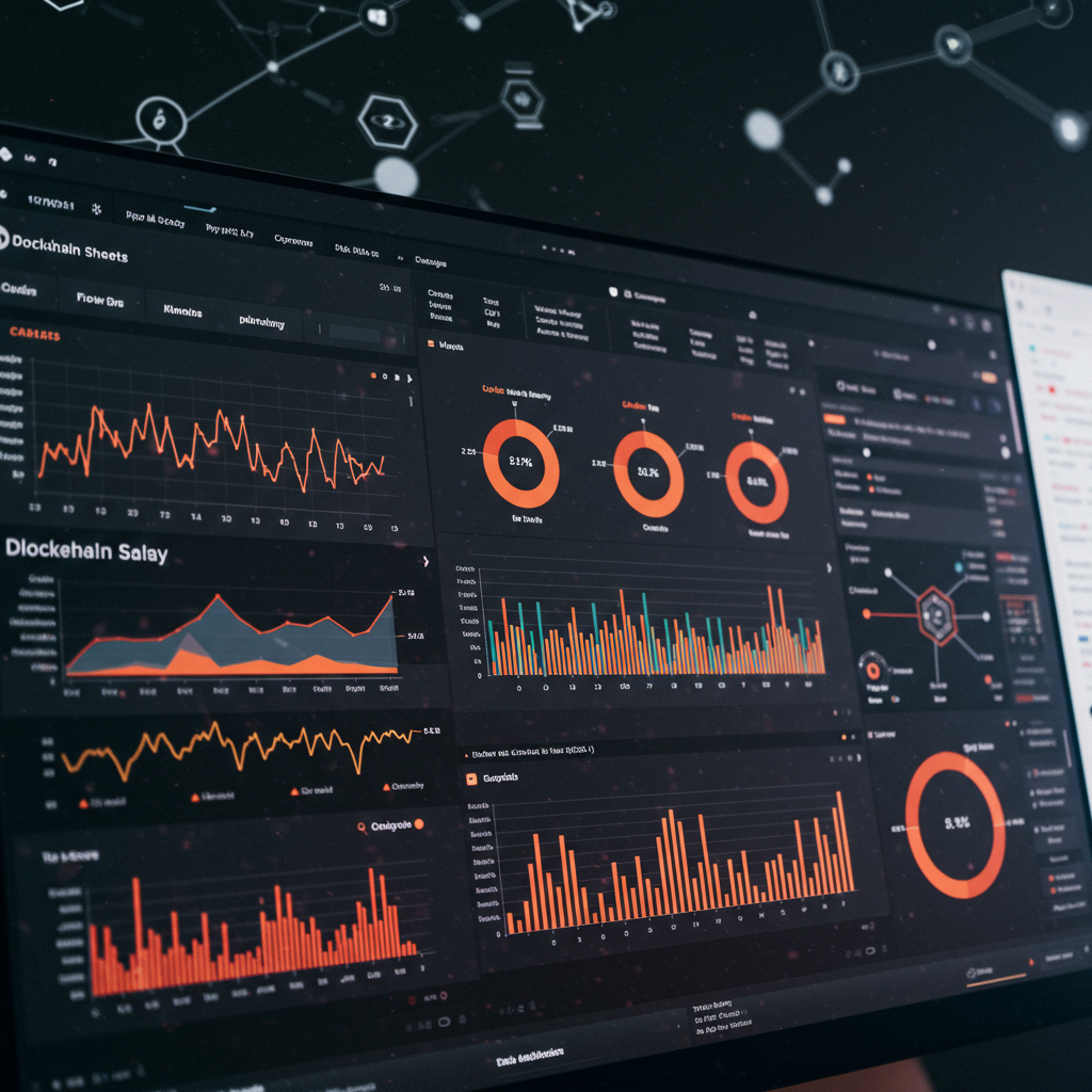A vibrant digital dashboard filled with colorful charts and graphs, overlaid on a backgrou